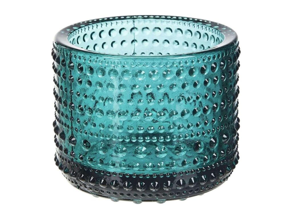 iittala イッタラ カステヘルミ キャンドルホルダー シーブルー｜朝露のきらめきを閉じ込めた、北欧ガラスの芸術